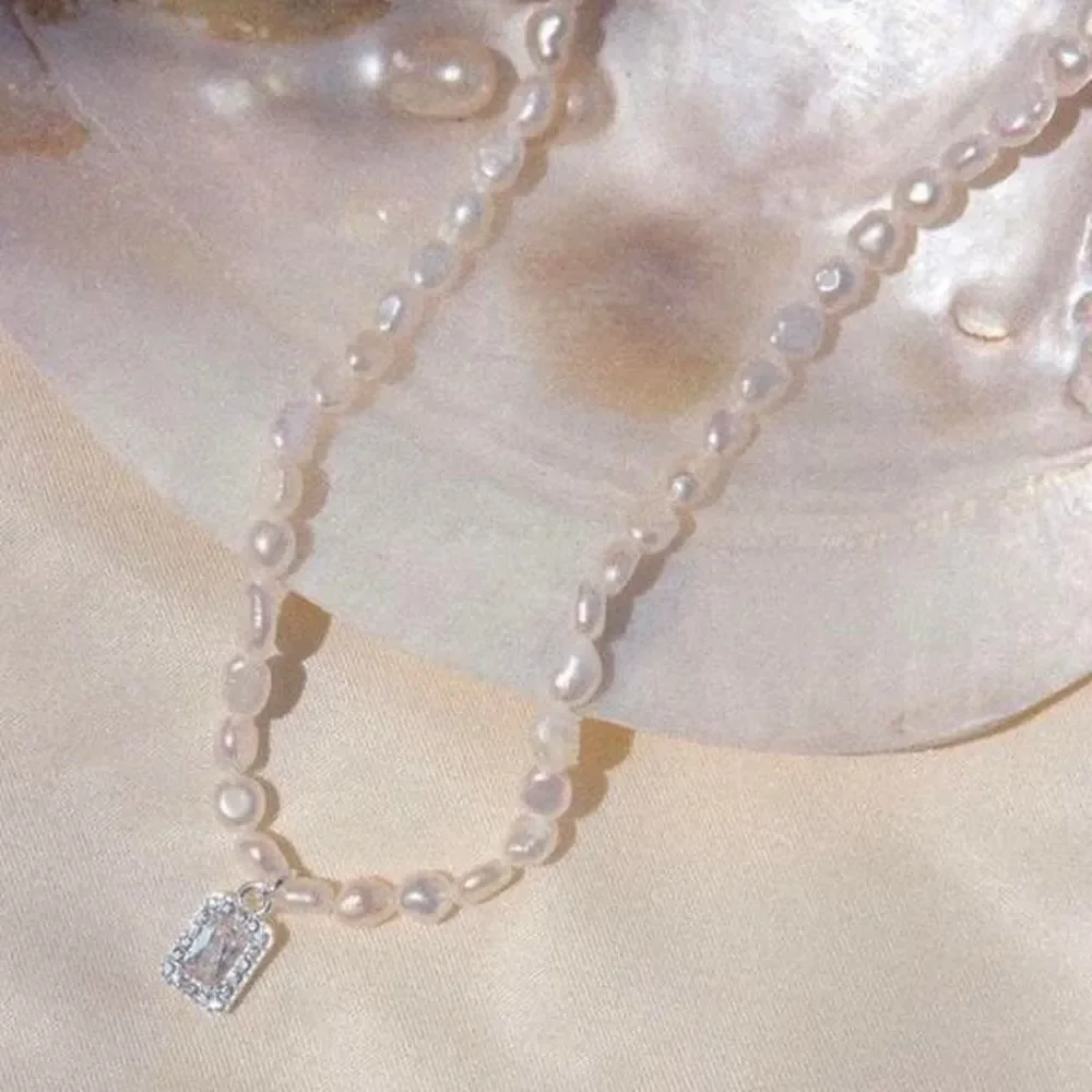 Baroque Pearl Necklace with Emerald Pendant